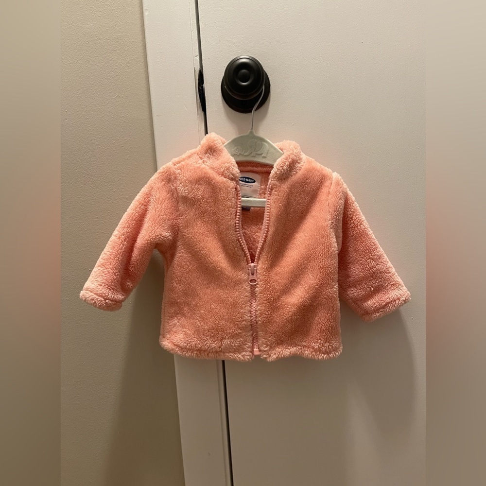 NWOT Old Navy | Pink Fuzzy Fleece Coat | 3-6 mo